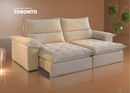 Sofá Retrátil e Reclinável Toronto Tecido Veludo Bege Claro 2.20m x 1.60m