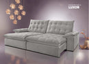 Sofá Retrátil Luxor Tecido Veludo Na Cor Cinza 2.20m x 1.60m